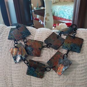 Enamel Necklace on leather cord